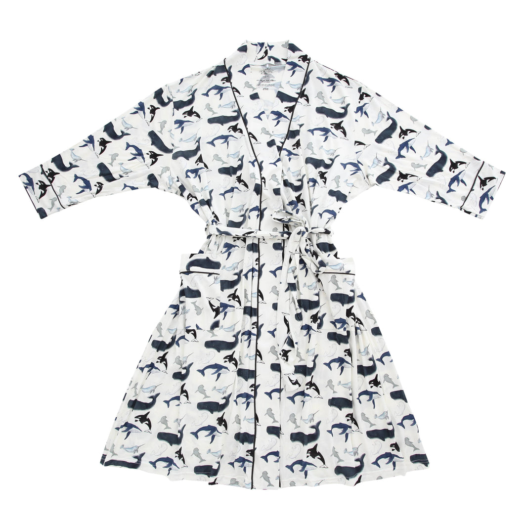 Watercolor Whales Bamboo Adult Robe
