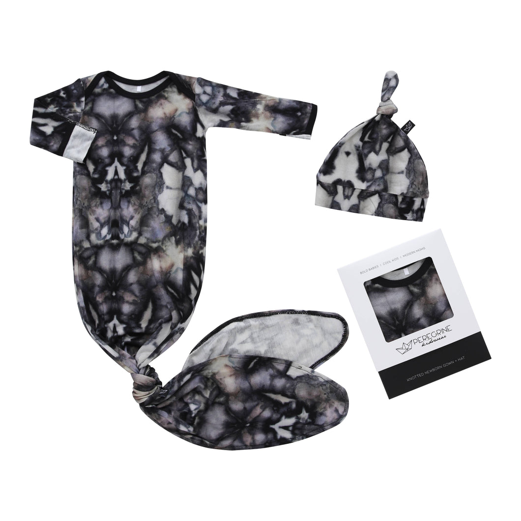 Mystic Tie-Dye Bamboo Knotted Newborn Gown + Hat Set