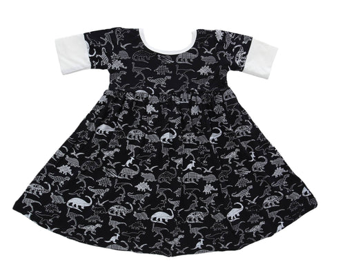 Midnight Dino Twirl Dress