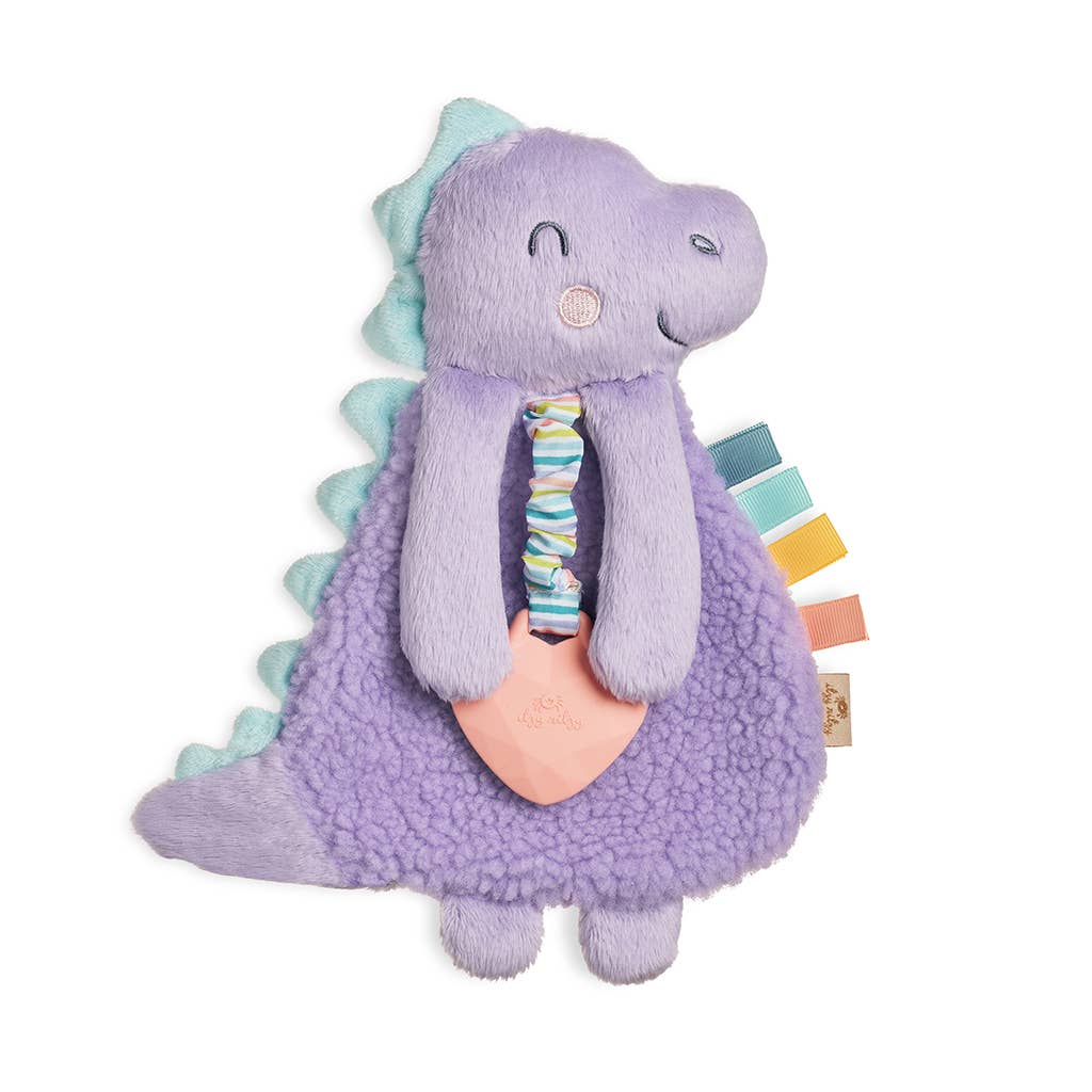 Purple Dino Plush with Silicone Teether Toy